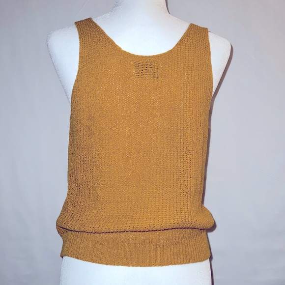 Anthro Pepin Mustard Yellow Knit Wrap Tank Sweater Size Small - Picture 4 of 6